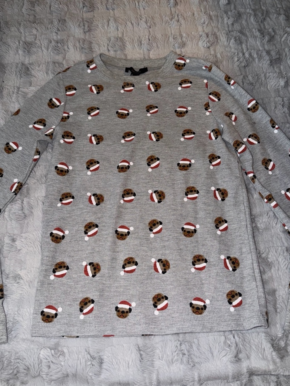 Forever 21 Grey Crewneck Sweater with Santa Bear Pattern